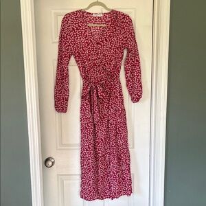 Floral Red Midi Dress